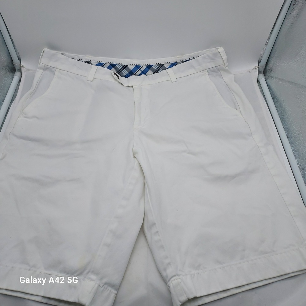 Brooks Brothers Mens White Cotton Bermuda‎ Shorts Size 35 Flat Front 85072-026